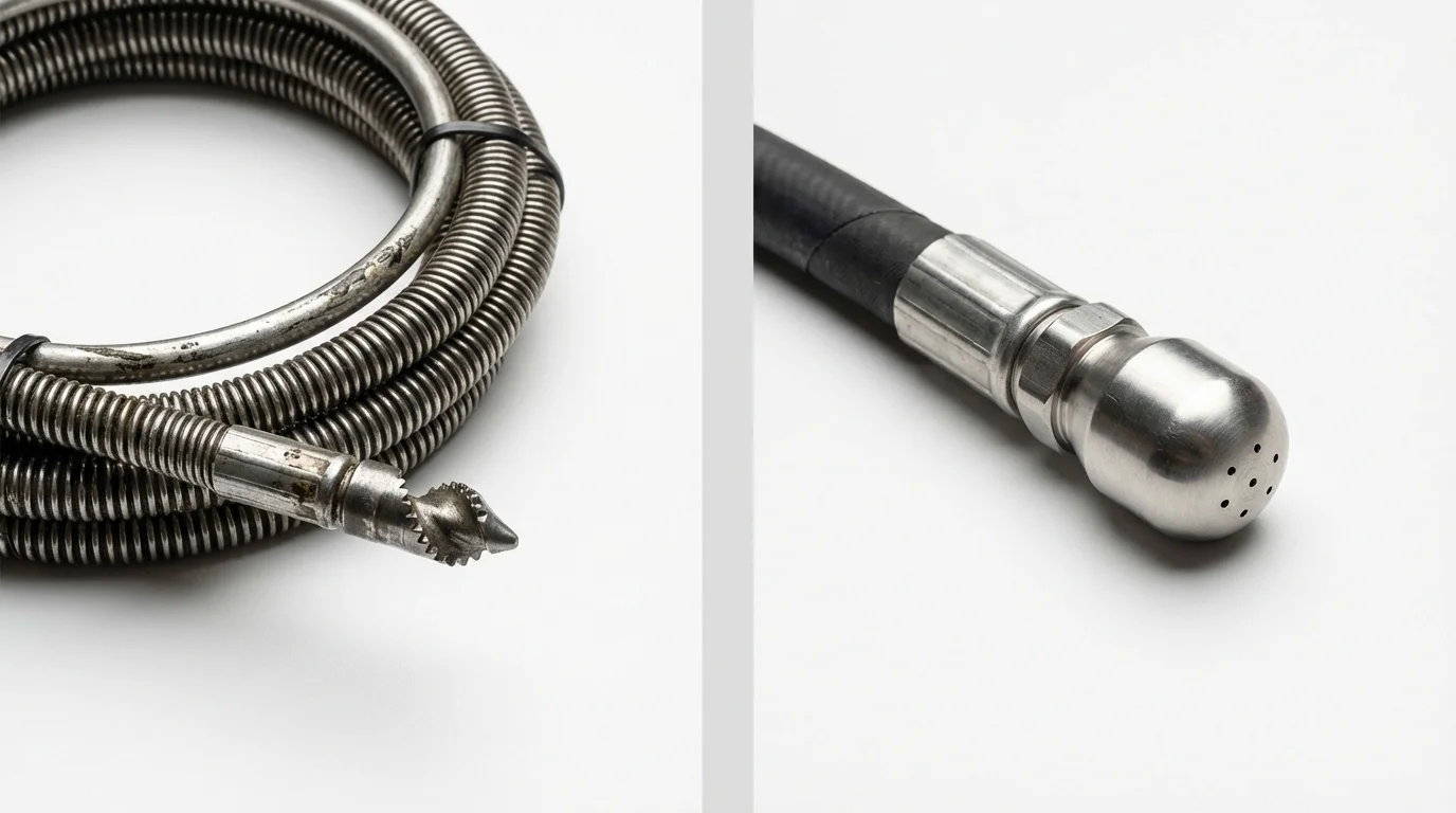 Drain snake cable and hydro jetting nozzle used for drain cleaning in Leetsdale, PA