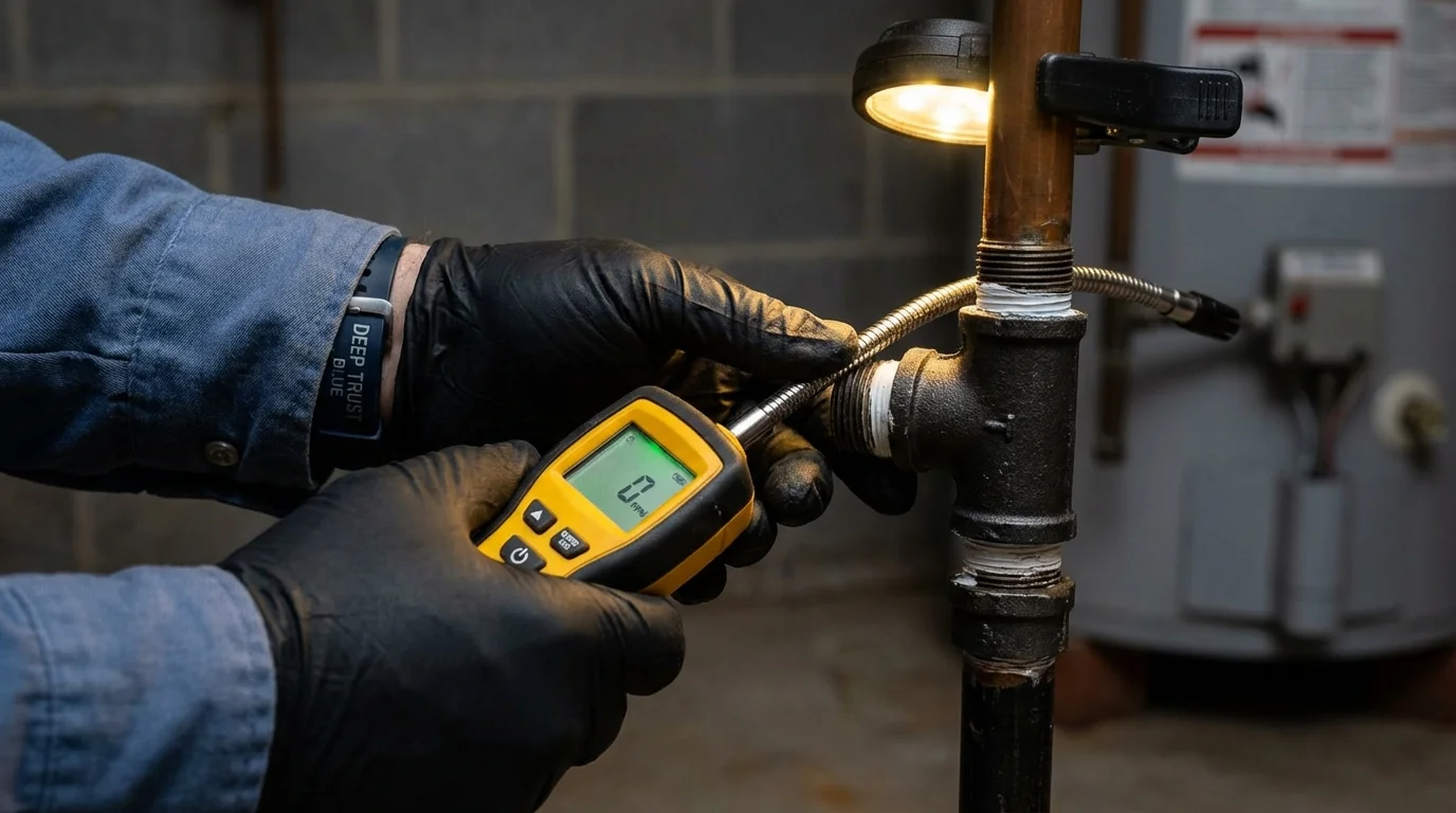 Gas leak detection with electronic sniffer by Johns Plumbing LLC in Leetsdale