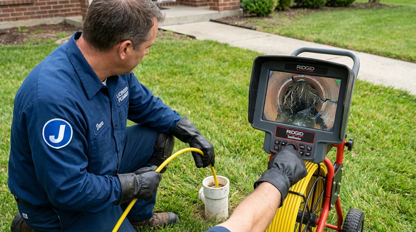 Sewer camera inspection being performed by Johns Plumbing LLC in Leetsdale