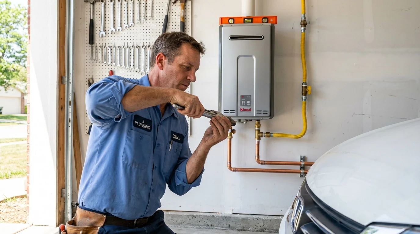 Tankless water heater installation by a Johns Plumbing LLC plumber in Leetsdale